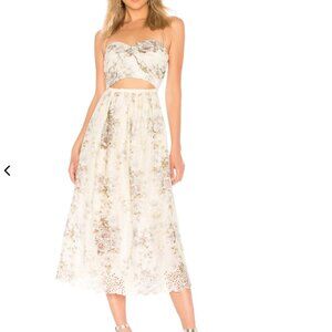 Zimmermann Linen Iris Picnic Dress Cut-out Halter Midi